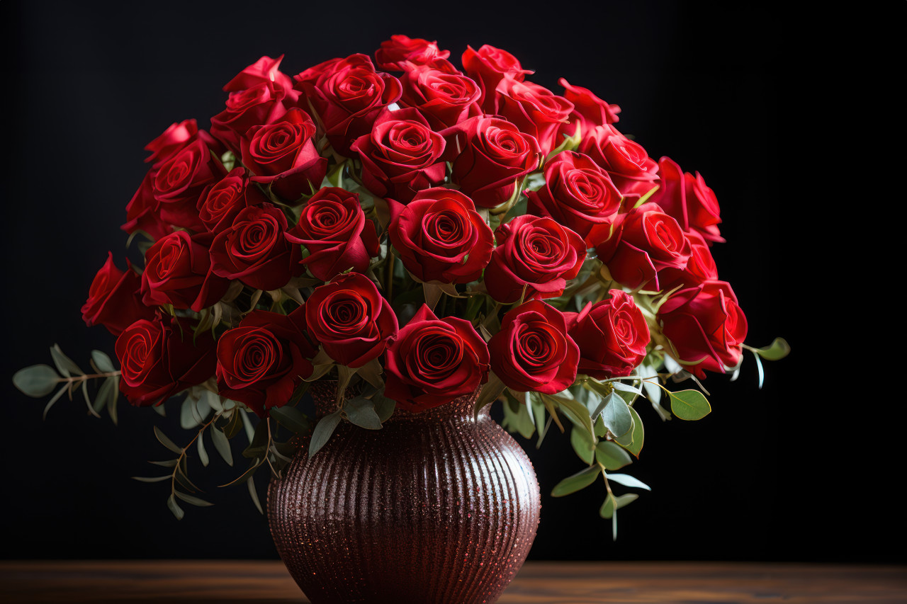 The clear vase highlights the timeless beauty of red roses a pure expression of love, valentine, dating and love proposal image