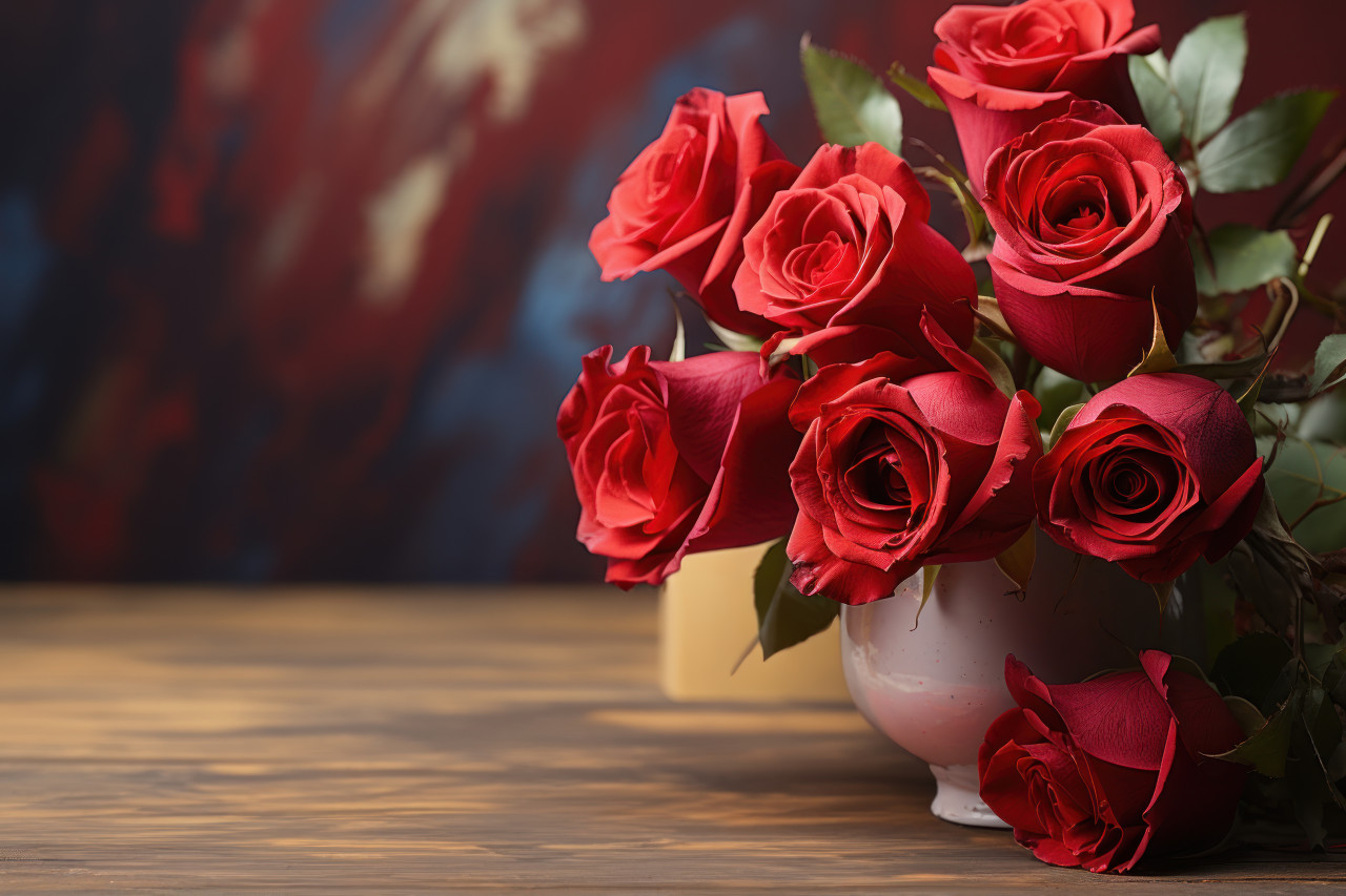 Red roses forming a visual symphony of love, engagement, wedding and anniversary image
