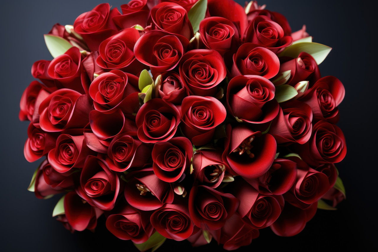 The language of love and gratitude spoken through a bouquet of red roses, valentine, dating and love proposal image
