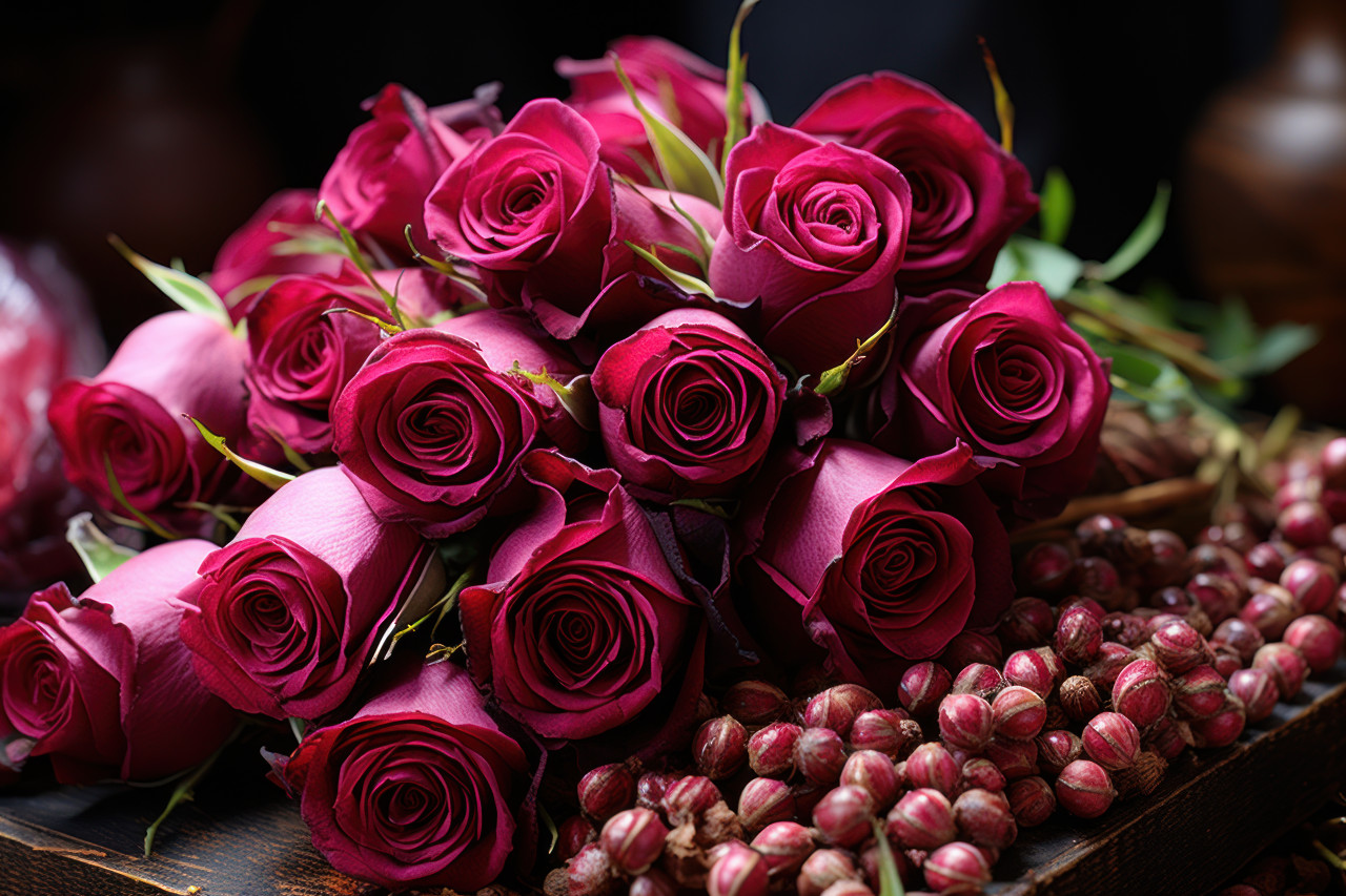 A captivating blend of red roses and aromatic spices, engagement, wedding and anniversary image