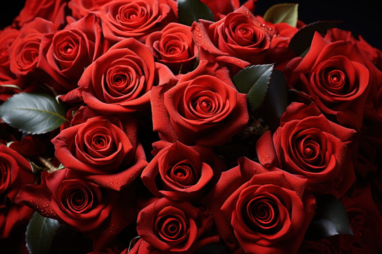 The eloquence of love captured in a crescendo of meticulously arranged red roses, valentine, dating and love proposal image