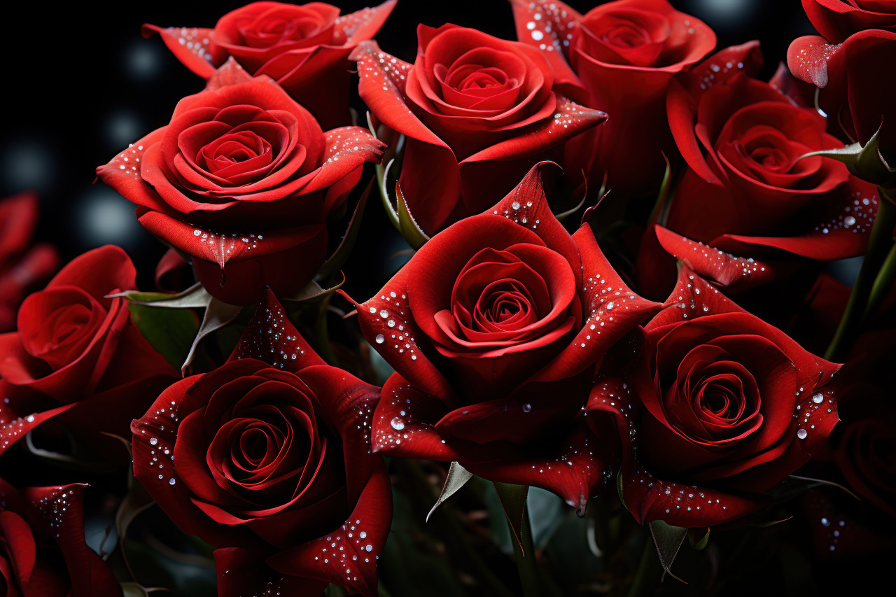 Red roses crafted into celestial stars, engagement, wedding and anniversary image