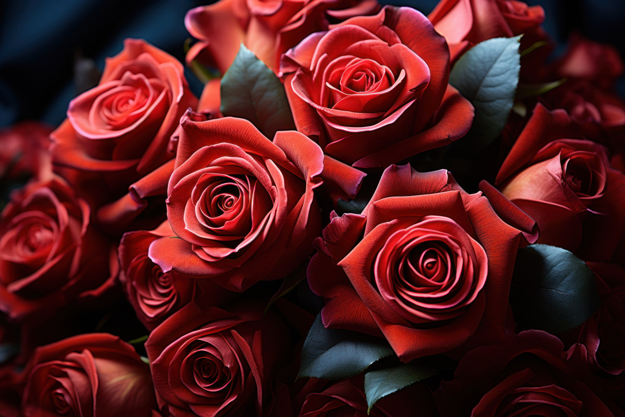 Vibrant red roses forming a passionate kaleidoscope of emotions, valentine, dating and love proposal image