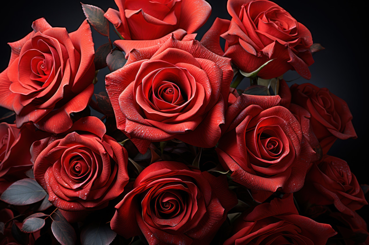 Red roses in a soft and gentle radiance, engagement, wedding and anniversary image