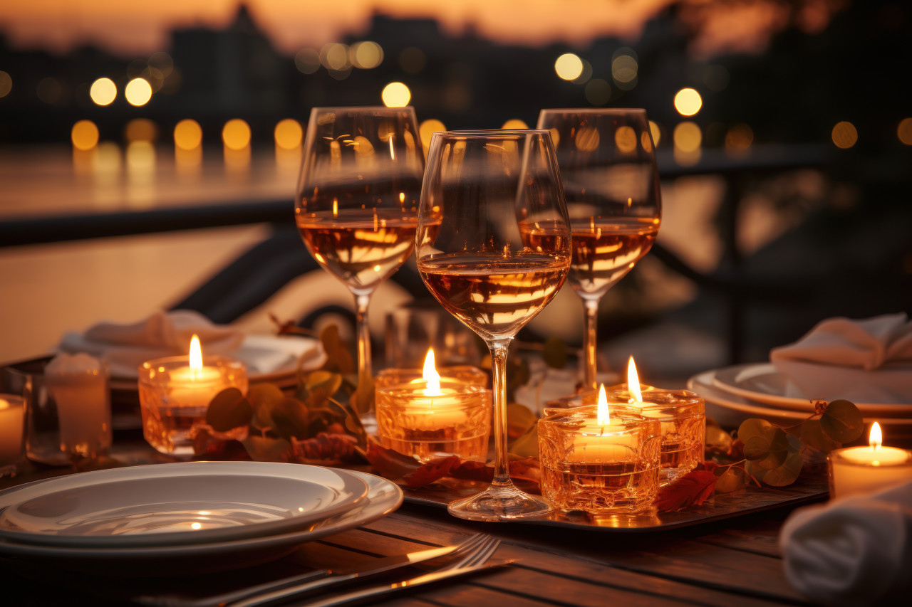 Candlelit dinner cruise offering a scenic experience, valentine, dating and love proposal image