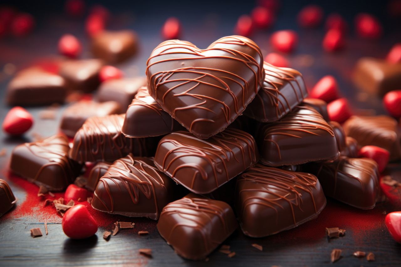 Heart shaped chocolates in the midst of a stormy atmosphere, valentine, dating and love proposal image