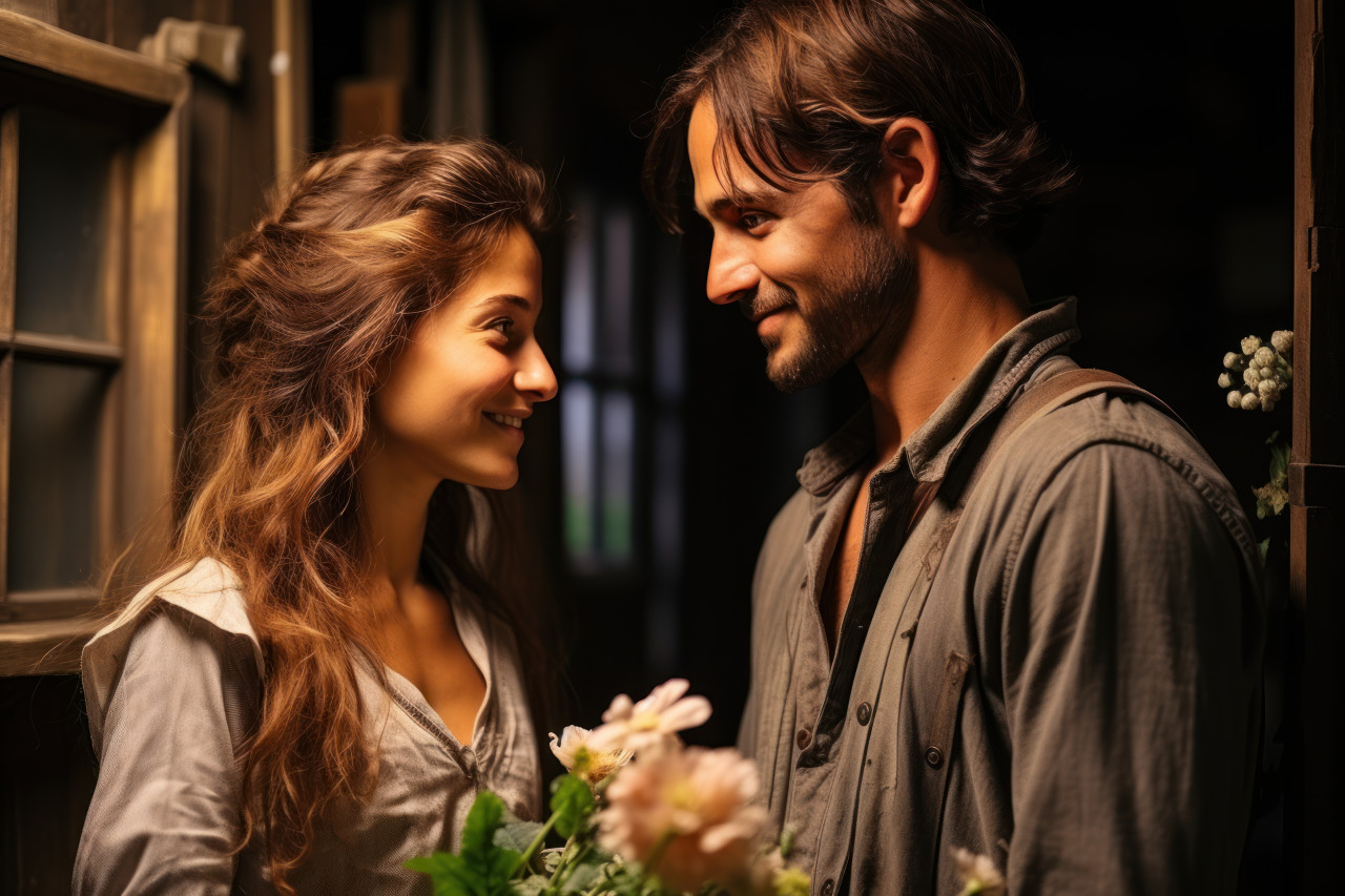 Charming farmhouse backdrop for a rustic flower exchange, engagement, wedding and anniversary image