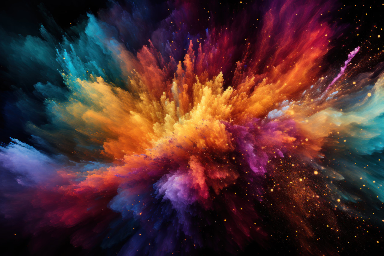 Colorful cosmos holi celestial confetti, holi festival images in india