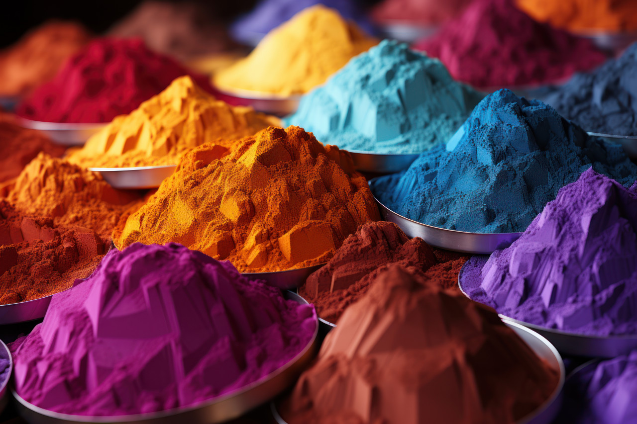 Gradient arrangement of holi powders, holi festival image download