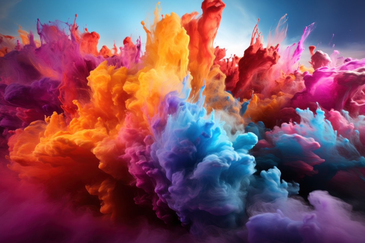 Holi canvas in vibrant clouds, holi festival image download