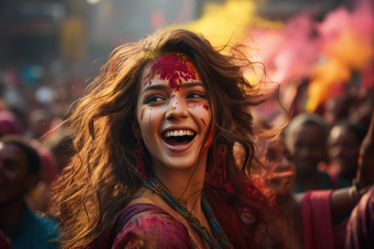 Urban landscape holi celebration, holi festival image download