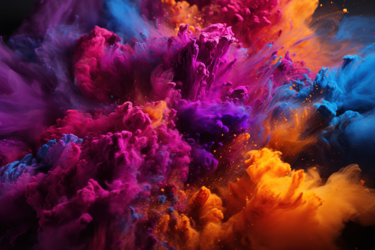 Holi powders in abstract alchemy, holi festival images in india