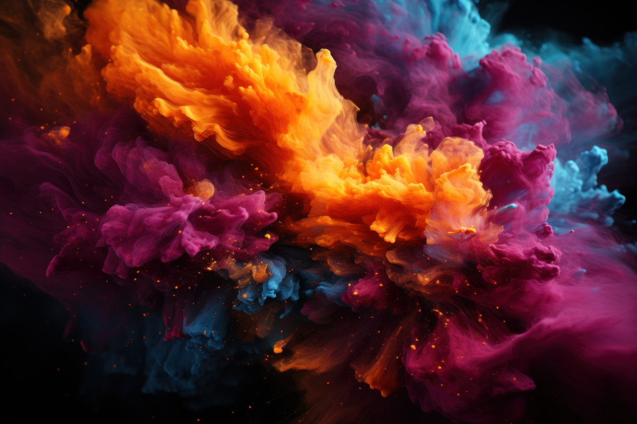 Holi color trails illuminated by flames, holi festival image download