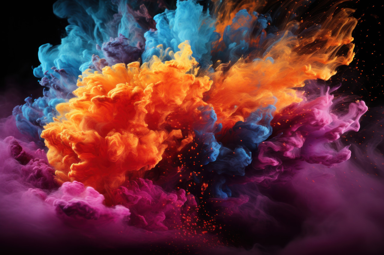 Holi powders ignite in an energetic display, holi festival image download