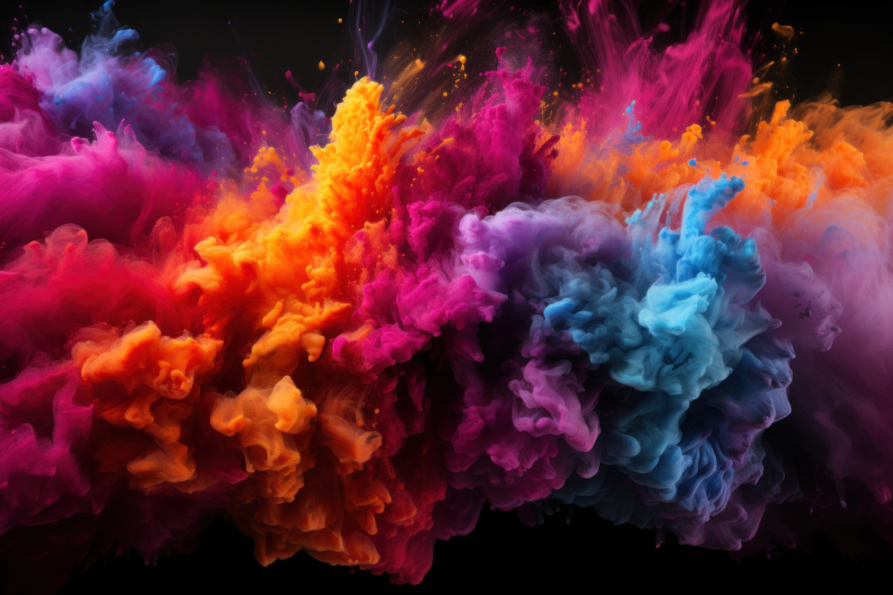 Holi powder infused with colorful smoke bombs, holi festival image download