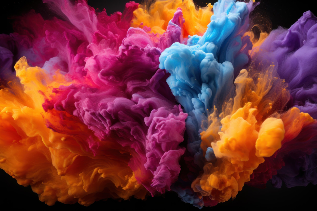 Colorful energy holi powders creating electric waves, holi festival image download