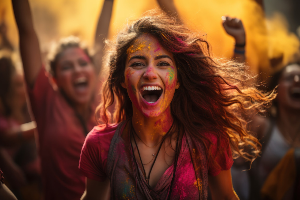 Spectacular flash mob ignites spontaneous dance and color, holi festival image download