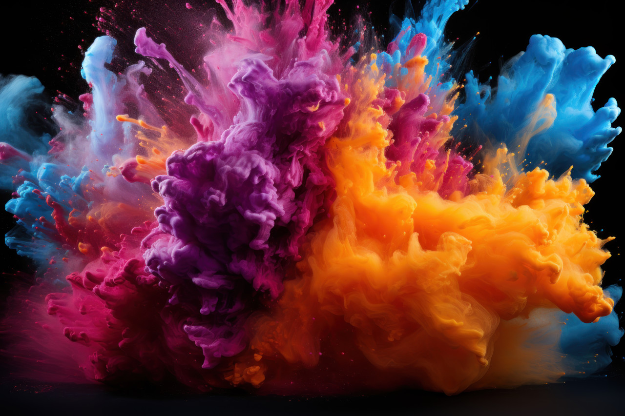 Stunning stillness frozen holi powder explosion, holi festival image download