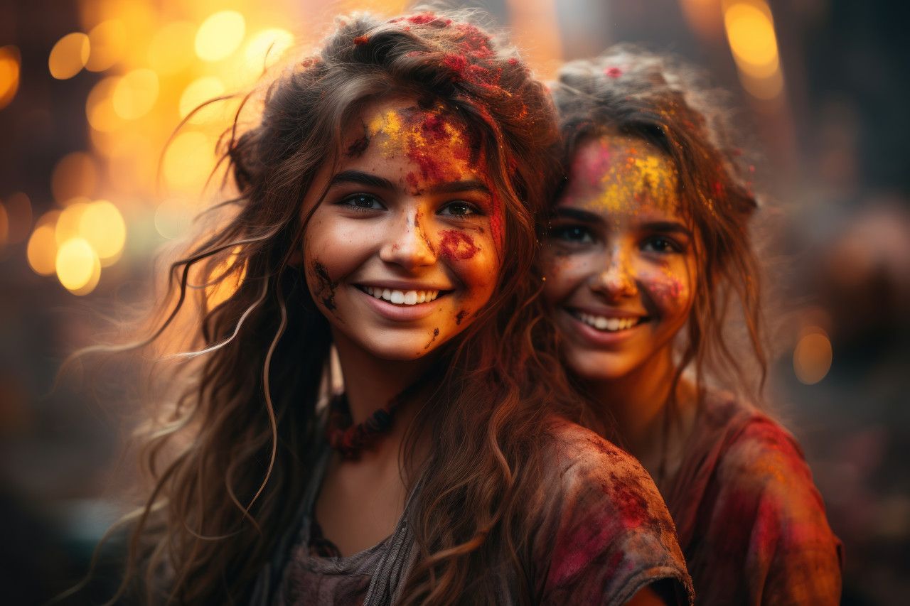 Festivity girls adorned in the spirit of holi, holi festival images hd