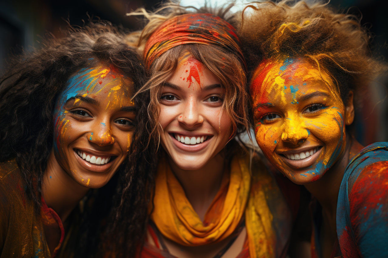 Colorful connections three friends cherish holi moments, holi festival images hd