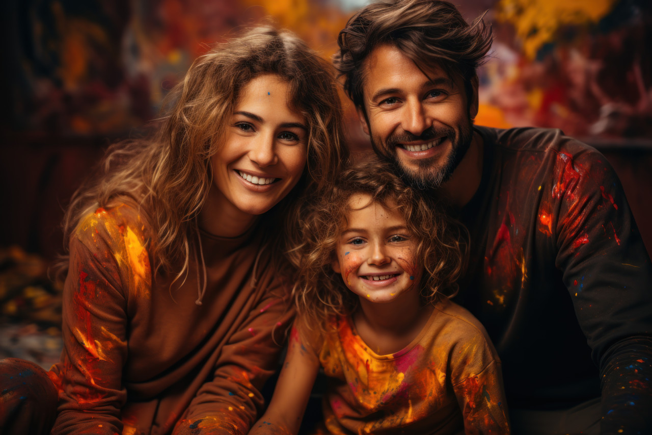Vibrant family moments homemade holi colors bring joy, holi festival image download