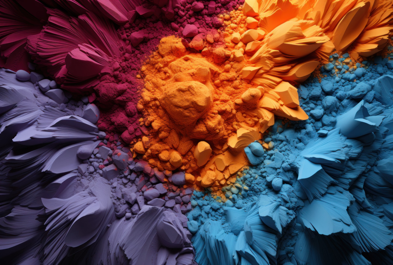 Assortment of colorful sands and powders, holi festival images hd