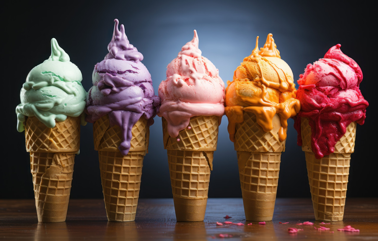 Ice cream cones brimming with color, holi festival images hd