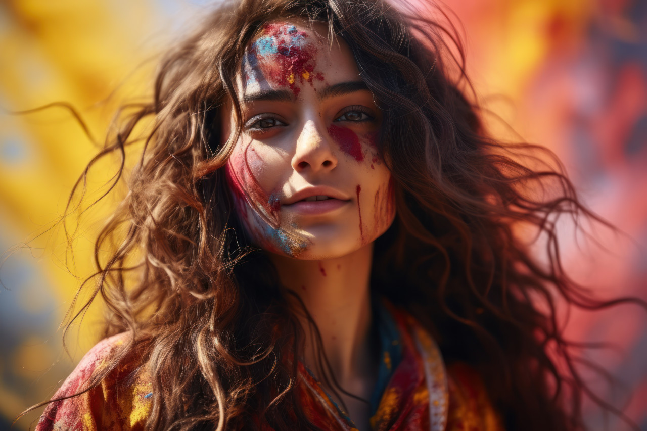 Girl ready to embrace holi festivities, holi festival images hd