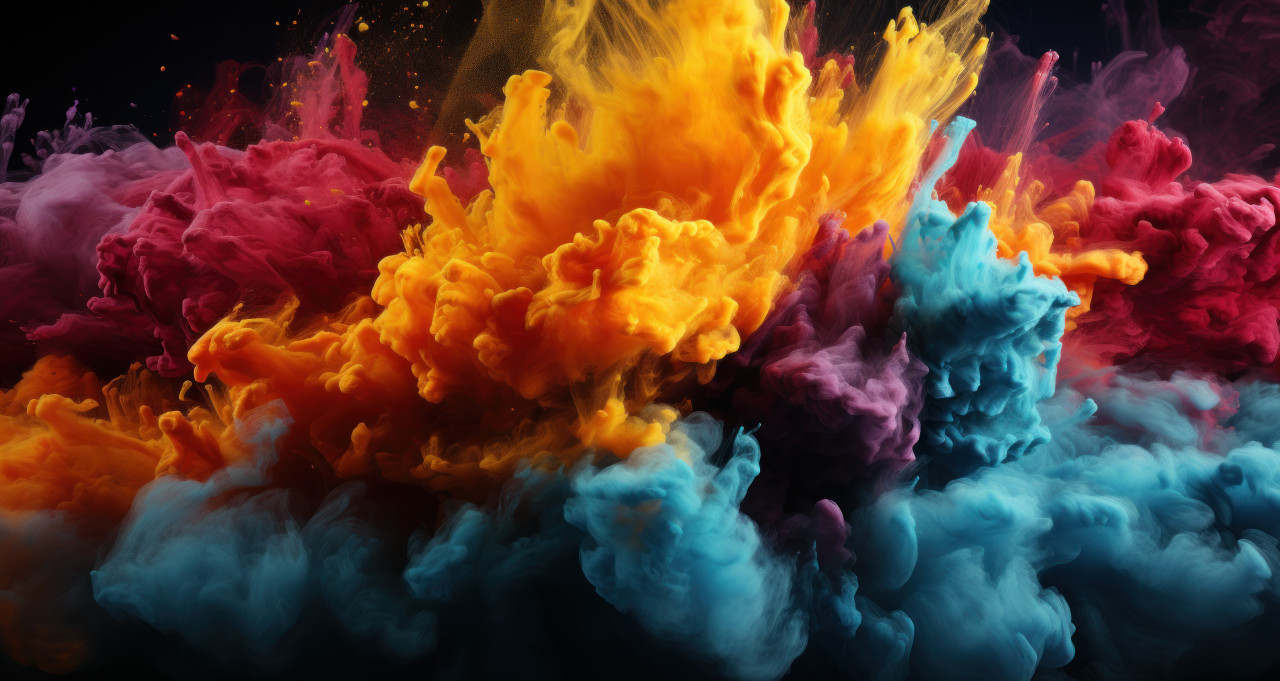 Vibrant powder swirling through the air, holi festival image download