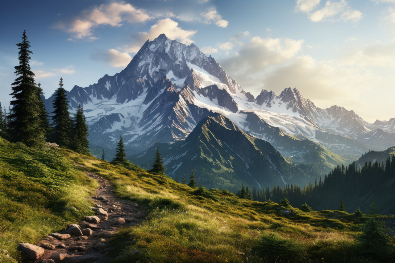 Awe inspiring peaks at sunrise, beautiful sunrise image