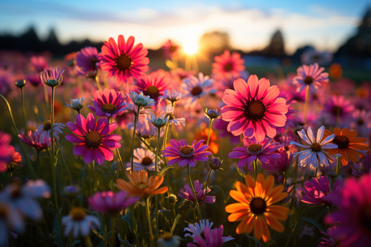 Meadow colors amidst first light, beautiful sunrise image