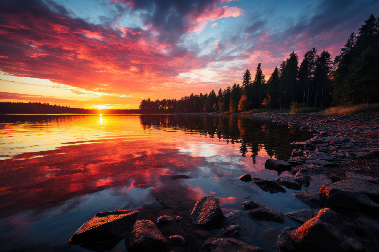 Sunrise reflection of morning beauty, beautiful sunrise image