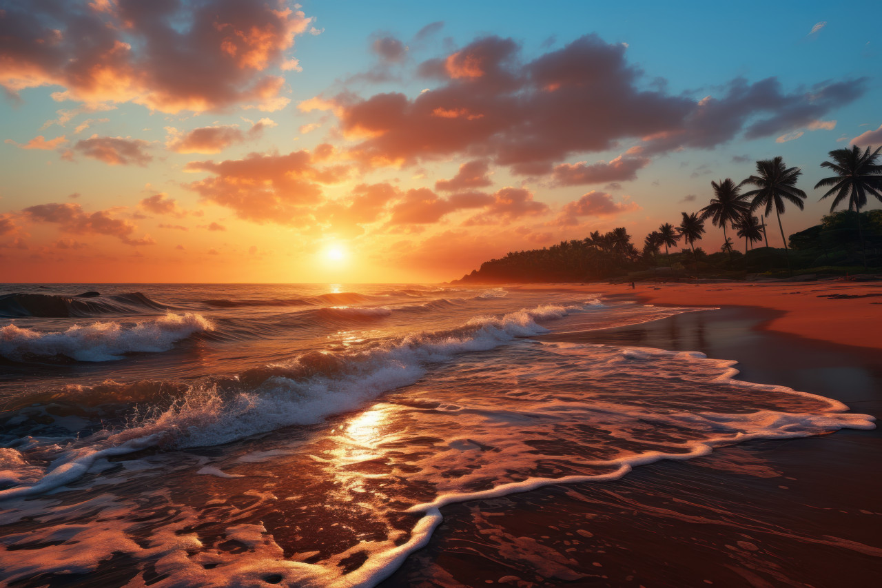 Horizon brilliant orange sunrise, beautiful sunrise image