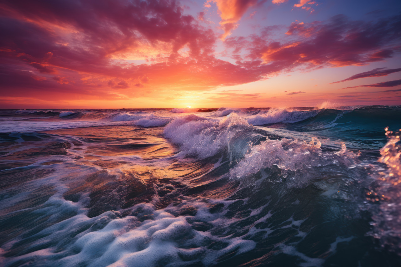 Seascape sundown sun farewell to the sea, beautiful sunrise image