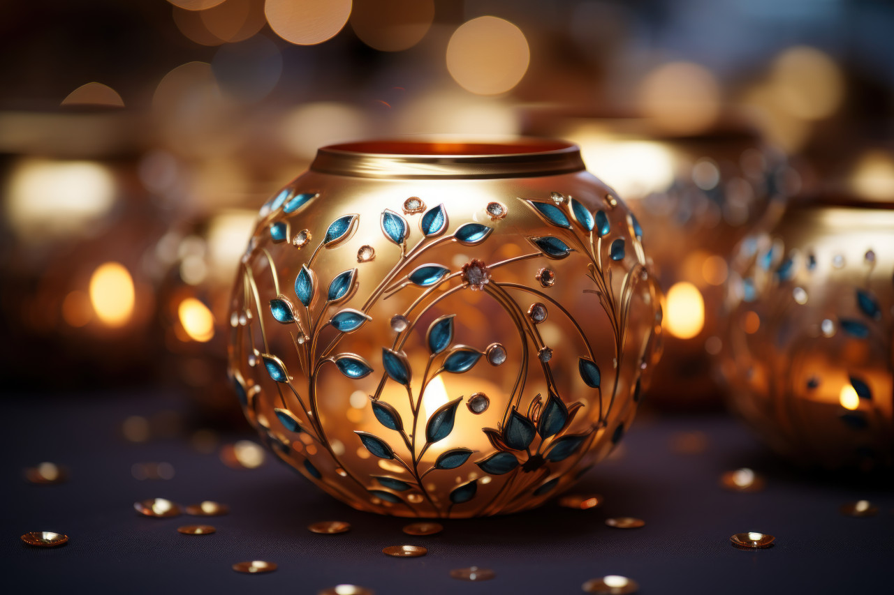 Eid candle holder showcasing the artistry and intricate details of traditional decoration, ramadan and eid mubarak images