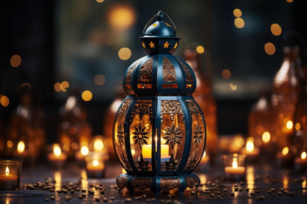 Exquisite decorative lantern for islamic occasions isolated on white, ramadan and eid mubarak images