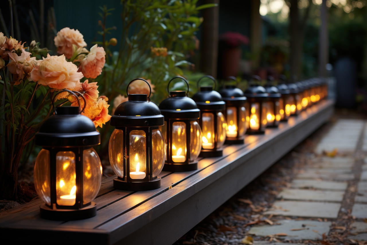 A visual story of a garden aglow with lanterns from dusk to dark, ramadan and eid mubarak images