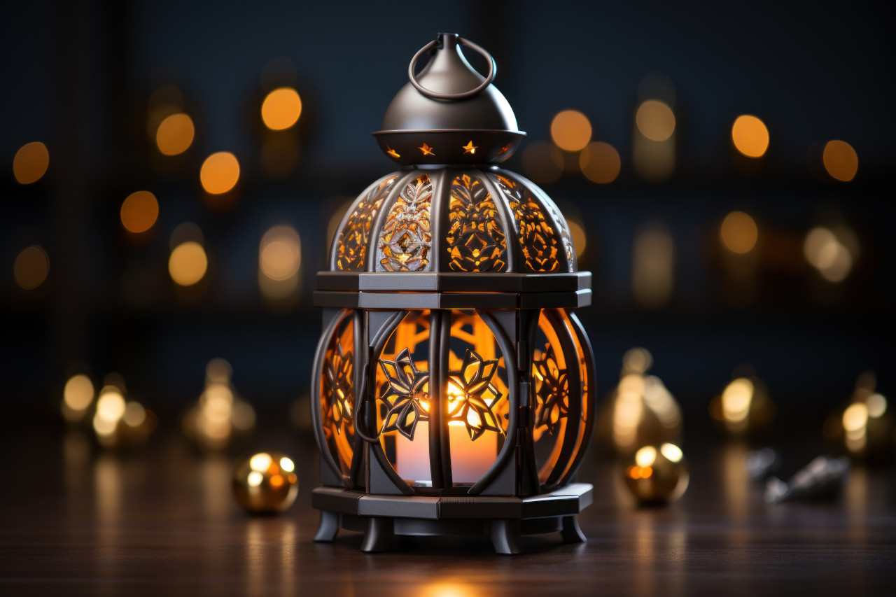 Lighted lantern creating a magical atmosphere in the dark, ramadan and eid mubarak images
