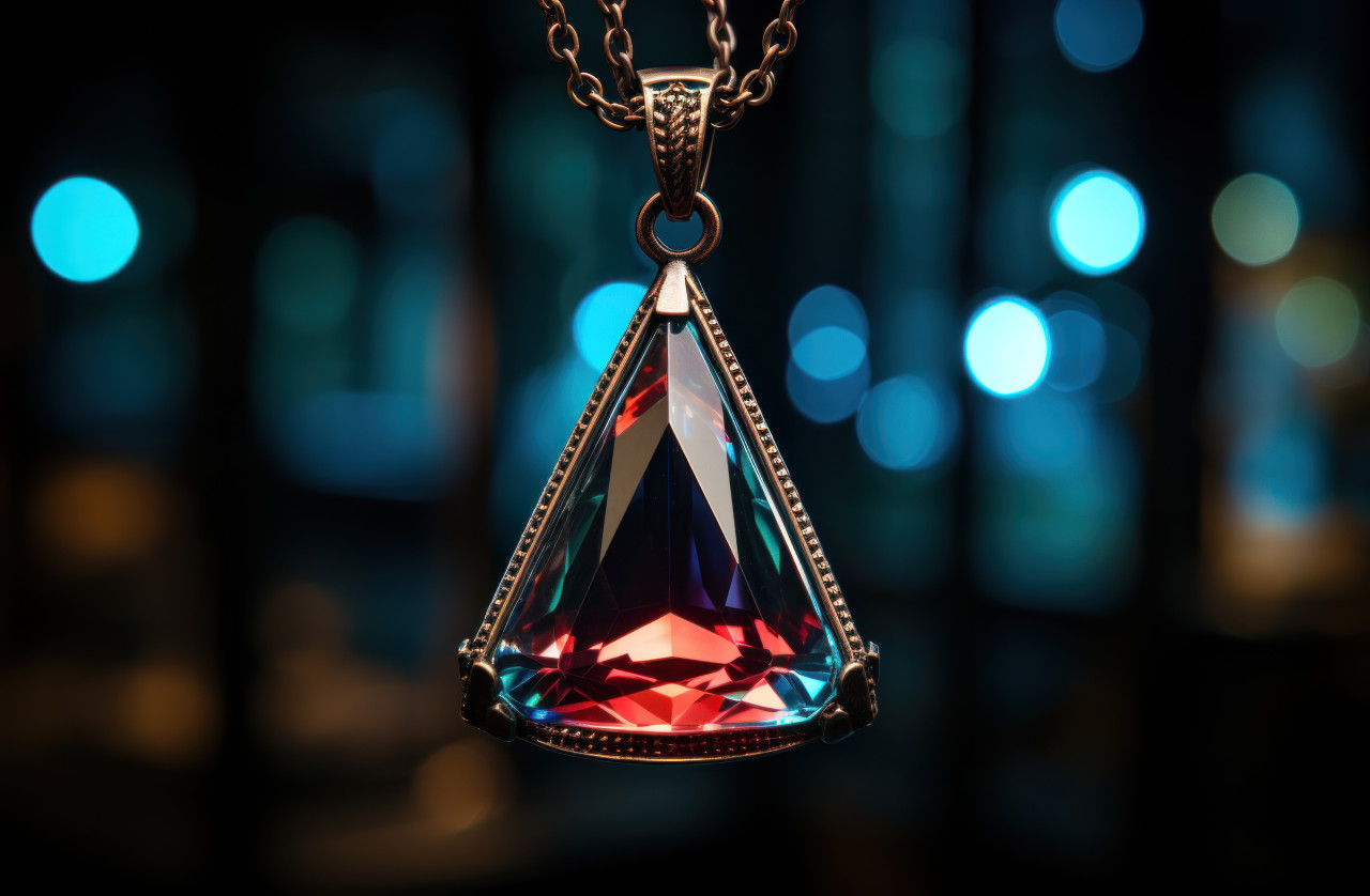 A minimalist composition featuring a striking blue glass pendant in a dimly lit room, ramadan and eid mubarak images