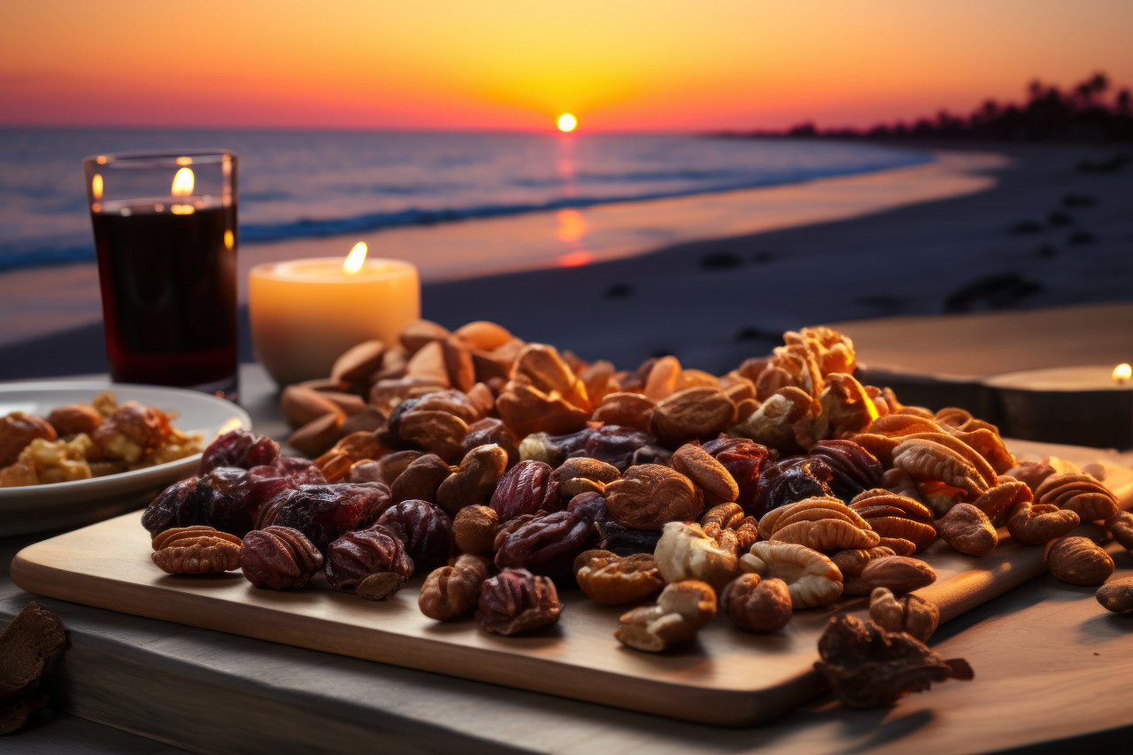 A romantic display of dates in a breathtaking setting, ramadan and eid mubarak images