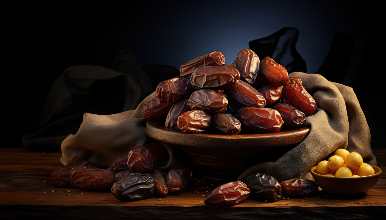 A dark and tempting spread of delicious dates, ramadan and eid mubarak images