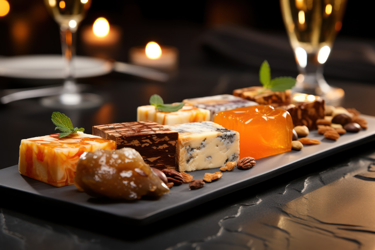 Four tempting treats arranged on a plate, ramadan and eid mubarak images