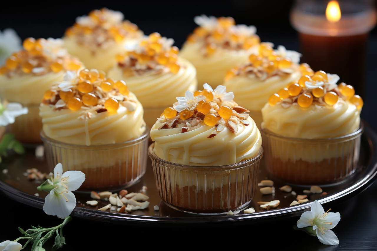 A delightful collection of mini cakes each one a mouthwatering delight, ramadan and eid mubarak images