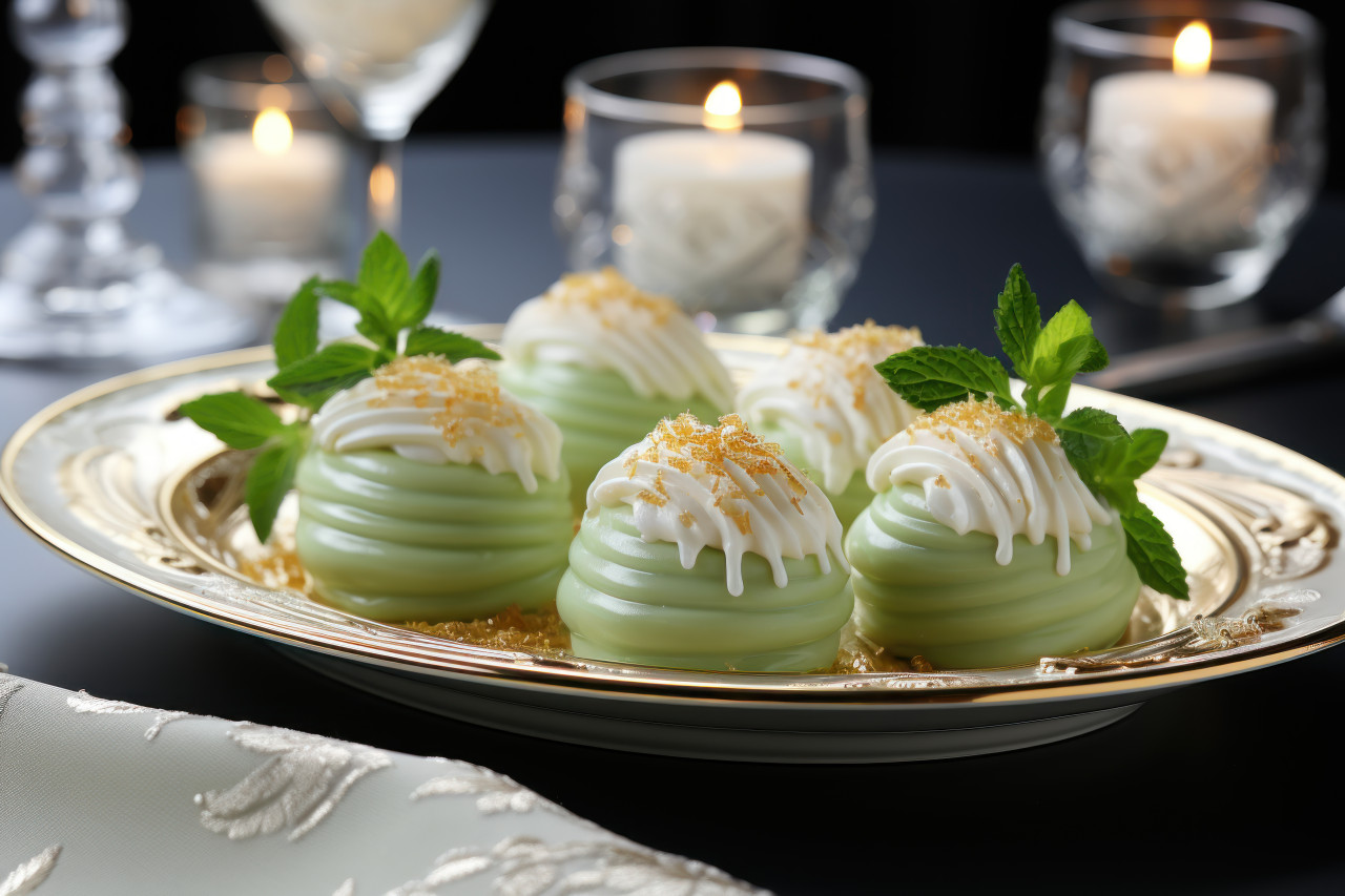 A plate featuring an all white palette of delicious foods, ramadan and eid mubarak images