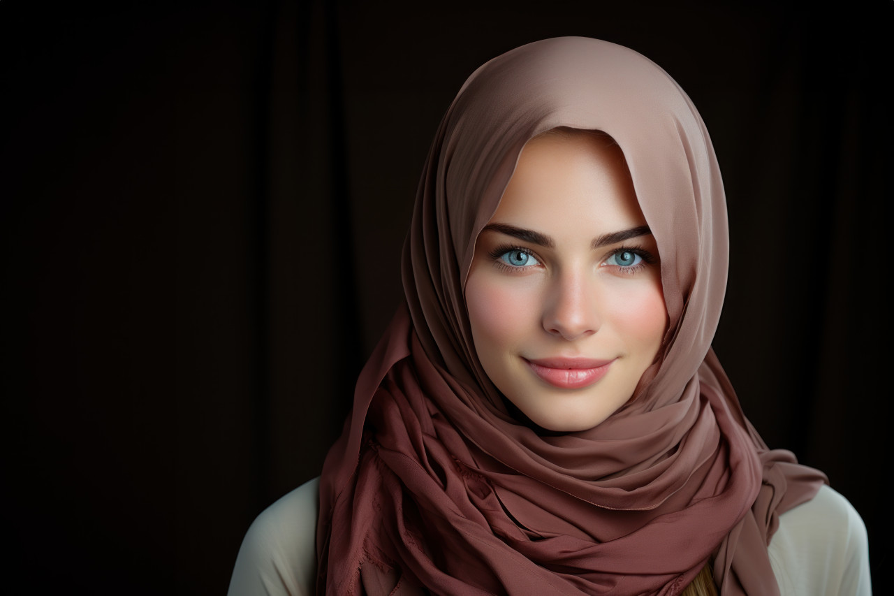 A muslim woman radiates confidence in traditional headscarf, ramadan and eid mubarak images