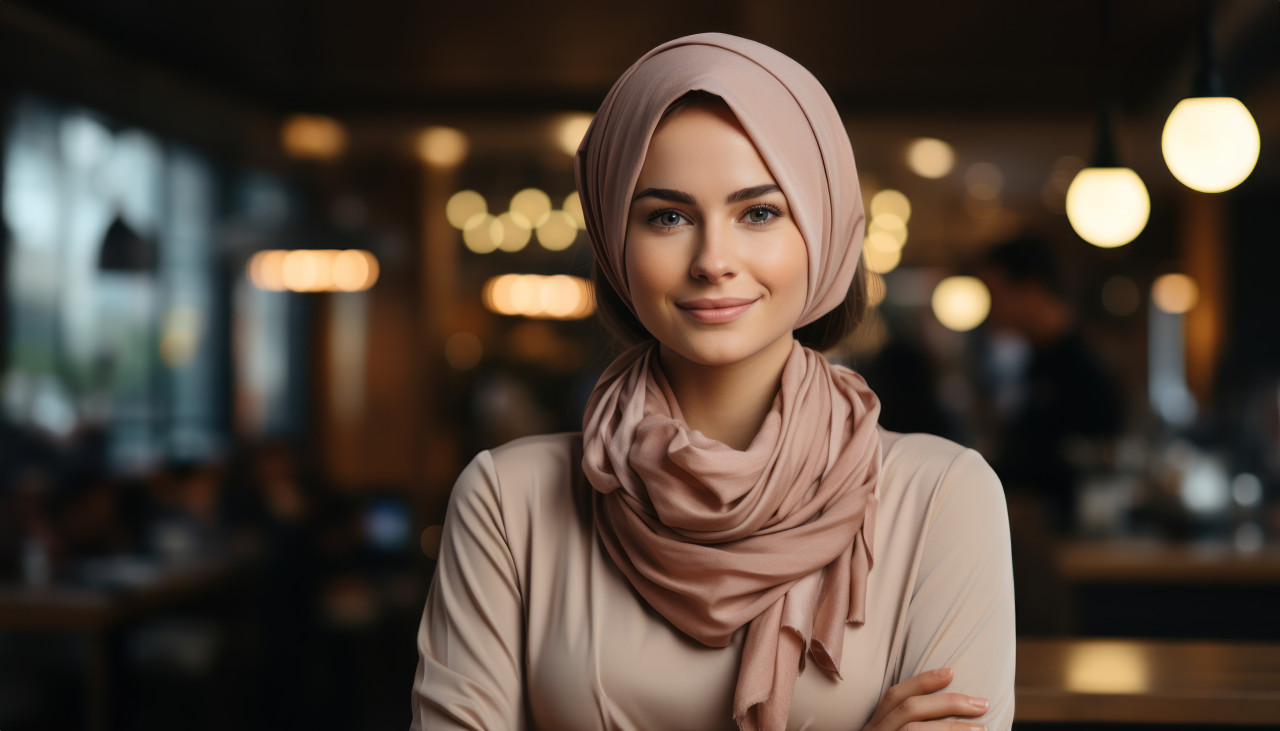 Muslim businesswoman in a professional portrait, ramadan and eid mubarak images
