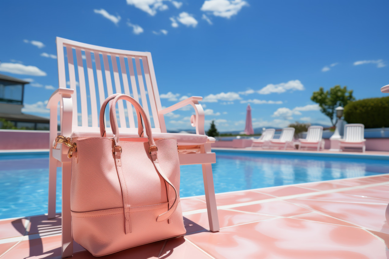 Summer sun beach basket and poolside relaxation, beautiful summer photo