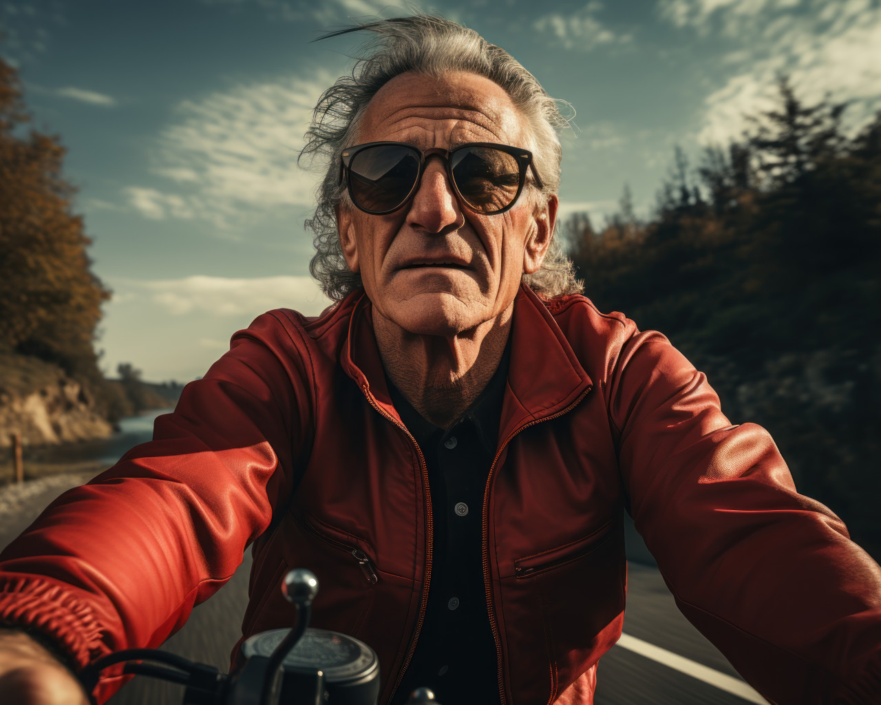 Senior man enjoying a bicycle ride, active seniors lifestyle images