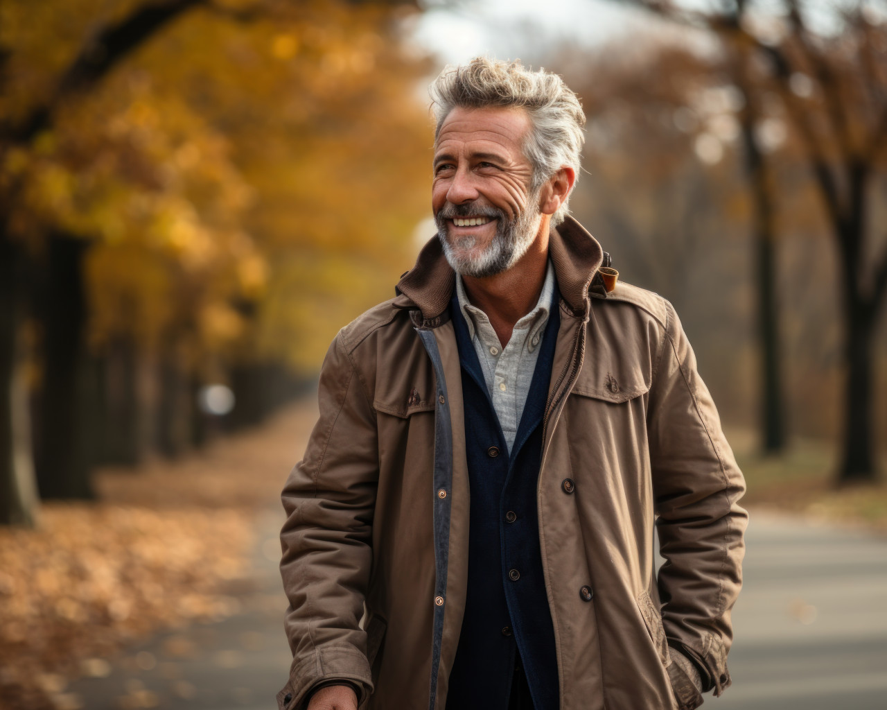 Elderly man peaceful park walk, active seniors lifestyle images