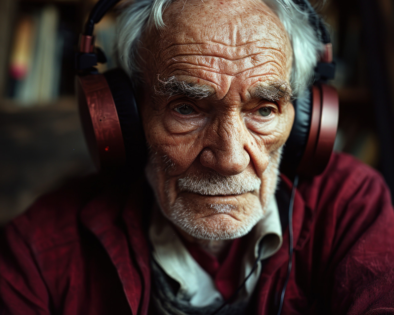 An older gentleman wearing headphone, active seniors lifestyle images